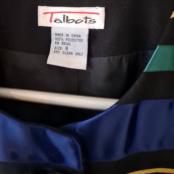 Talbots Black Multicolored Stripes Crew Neck Long Sleeve Polyester Jacket - 8 - Picture 5 of 6